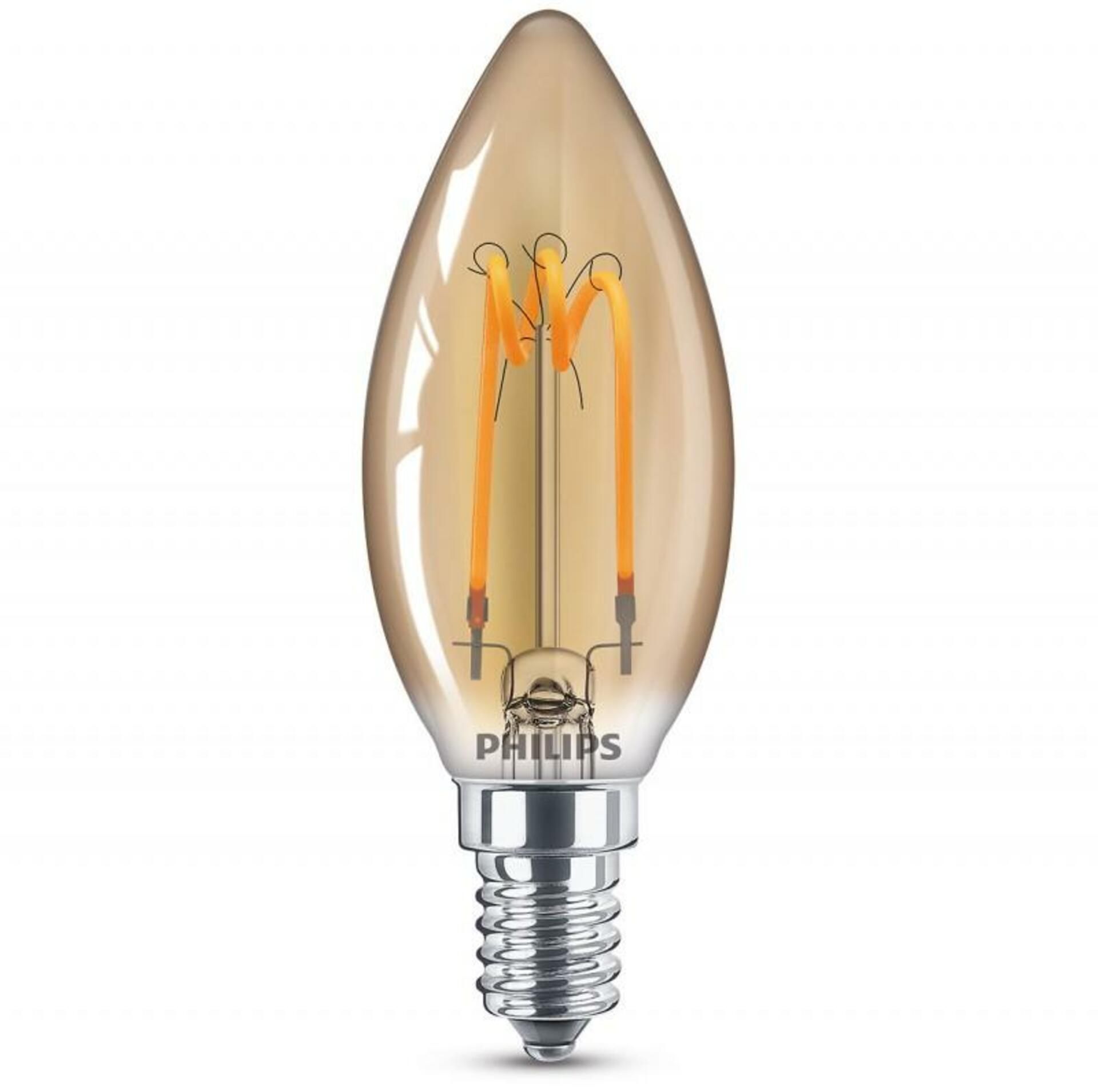 LED Žárovka Philips Vintage Classic E14 B35 2,3W-14W gold 2000K nestmívatelná