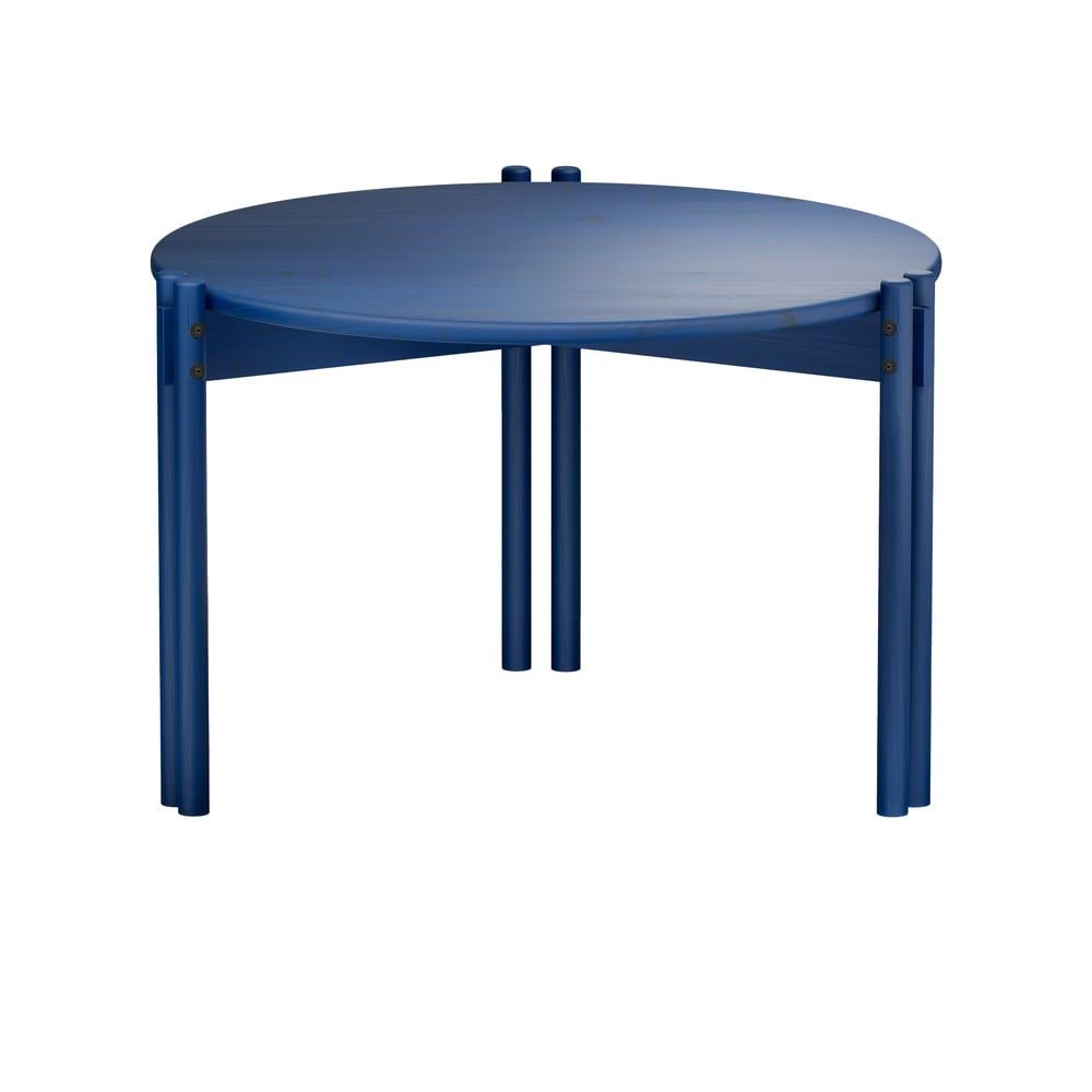 Modrý okrúhly konferenčný stolík z borovicového dreva ø 60 cm Sticks – Karup Design