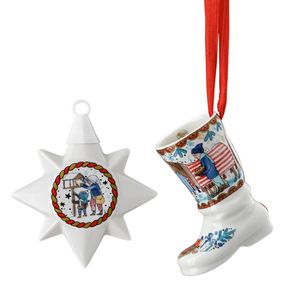 Rosenthal Vianočná súprava porcelánová mini hviezda a mini topánka, Vianočné darčeky, limitovaná séria 02481-727355-28622