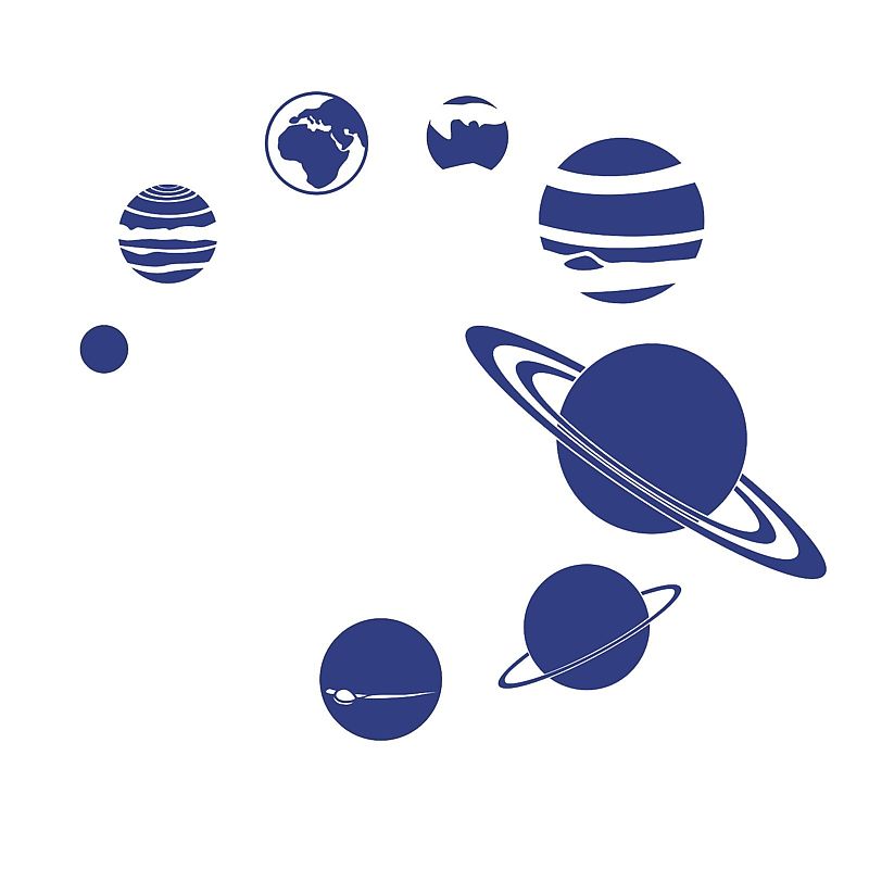 Pieris design Planéty - sada detských nálepiek na stenu fialová