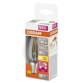 OSRAM LED žiarovka E14 4W GLOWdim číra, E14, 4W, Energialuokka: E, P: 11.8 cm