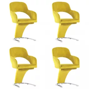 Jedálenská stolička 4 ks zamat / chróm Dekorhome Žltá