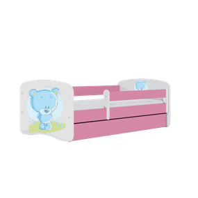 Letoss  Detská posteľ BABY DREAMS 180/80- Modrý Macko Ružová S matracom S uložným priestorom