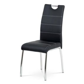 Autronic -  Jedálenská stolička HC-484 BK čierna ekokoža, biele prešitie