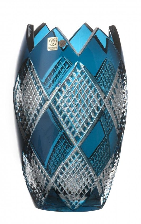 Krištáľová váza Colombine I, farba azúrová, výška 255 mm