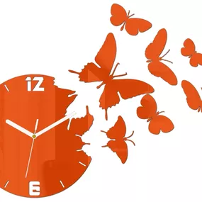 3D nalepovacie hodiny Butterfly oranžové