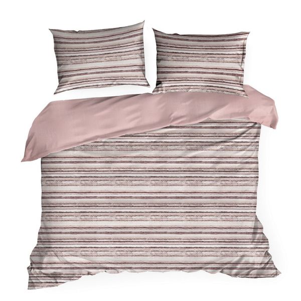 Posteľná bielizeň v ružovej farbe AVINION z bavlny s pruhovanou potlačou 2 časti: 1ks 160x200 + 1ks 70x80 Ružová