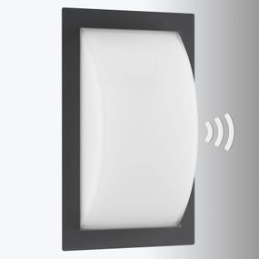 LCD Vonkajšie svietidlo Ivett E27 grafit s detektorom, hliník, ušľachtilá oceľ, opálové sklo, E27, 13W, L: 19.5 cm, K: 31cm