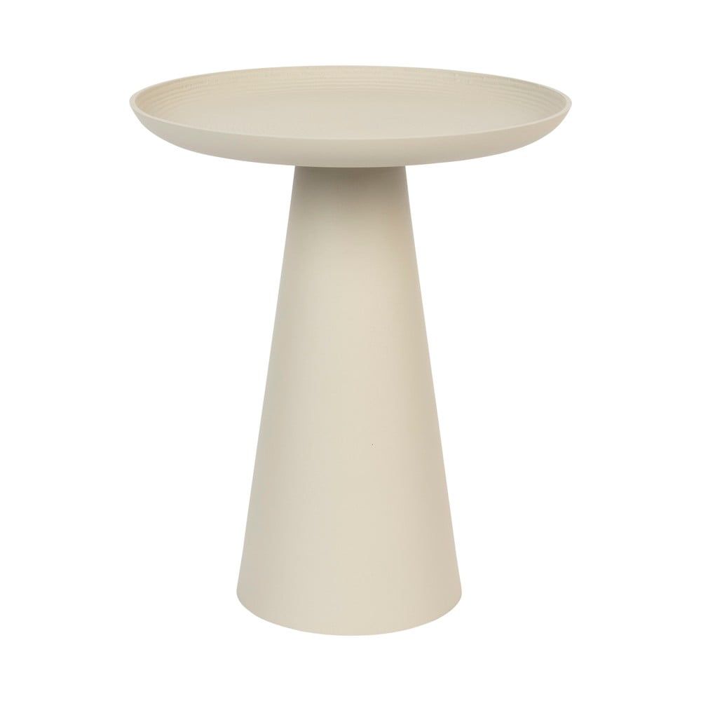 Béžový hliníkový odkladací stolík White Label Ringar, ø 34,5 cm