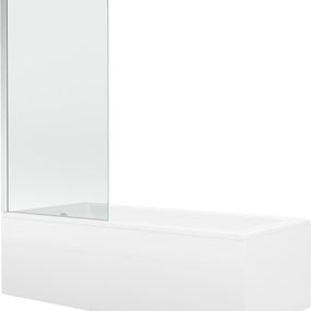 MEXEN/S - Cubik obdĺžniková vaňa 150 x 70 cm s panelom + vaňová zástena 70 cm, transparent, chróm 550315070X9007010100