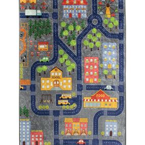 Dětský koberec Malé město 140x190 cm šedý