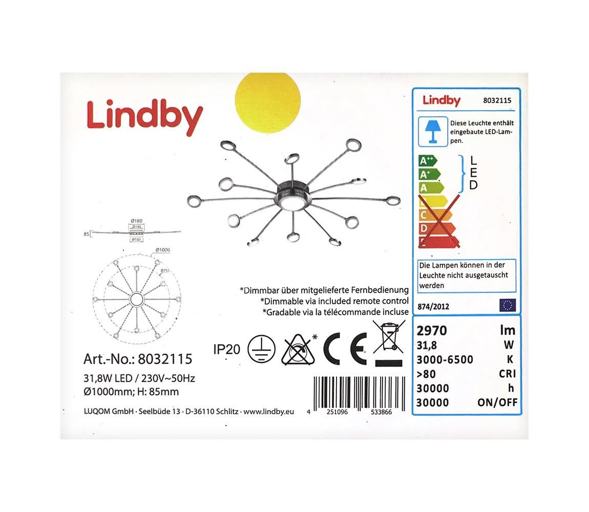 Lindby - LED Stmievateľný luster MERU 1xLED/6,6W/230V + 12xLED/2,1W/230V + DO