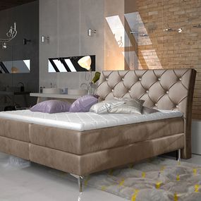Čalúnená manželská posteľ s úložným priestorom Amika 160 - hnedá