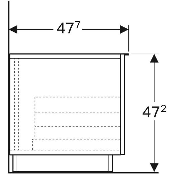 Geberit iCon - Bočná skrinka 890x472 mm so zásuvkou, matná biela 841090000