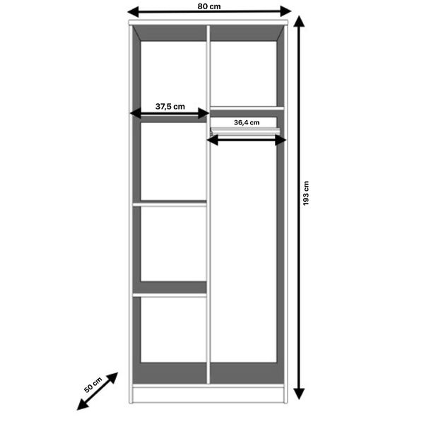 Šatníková skriňa 2D 06 SMYK I 80 cm biela