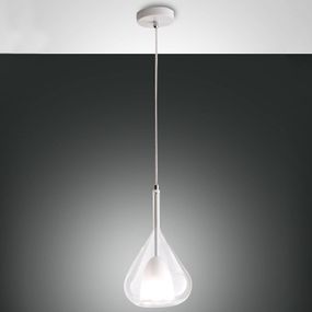 Fabas Luce Závesná lampa Lila zo skla 1-plameňová číra, Obývacia izba / jedáleň, borokremičité sklo kov, E27, 40W