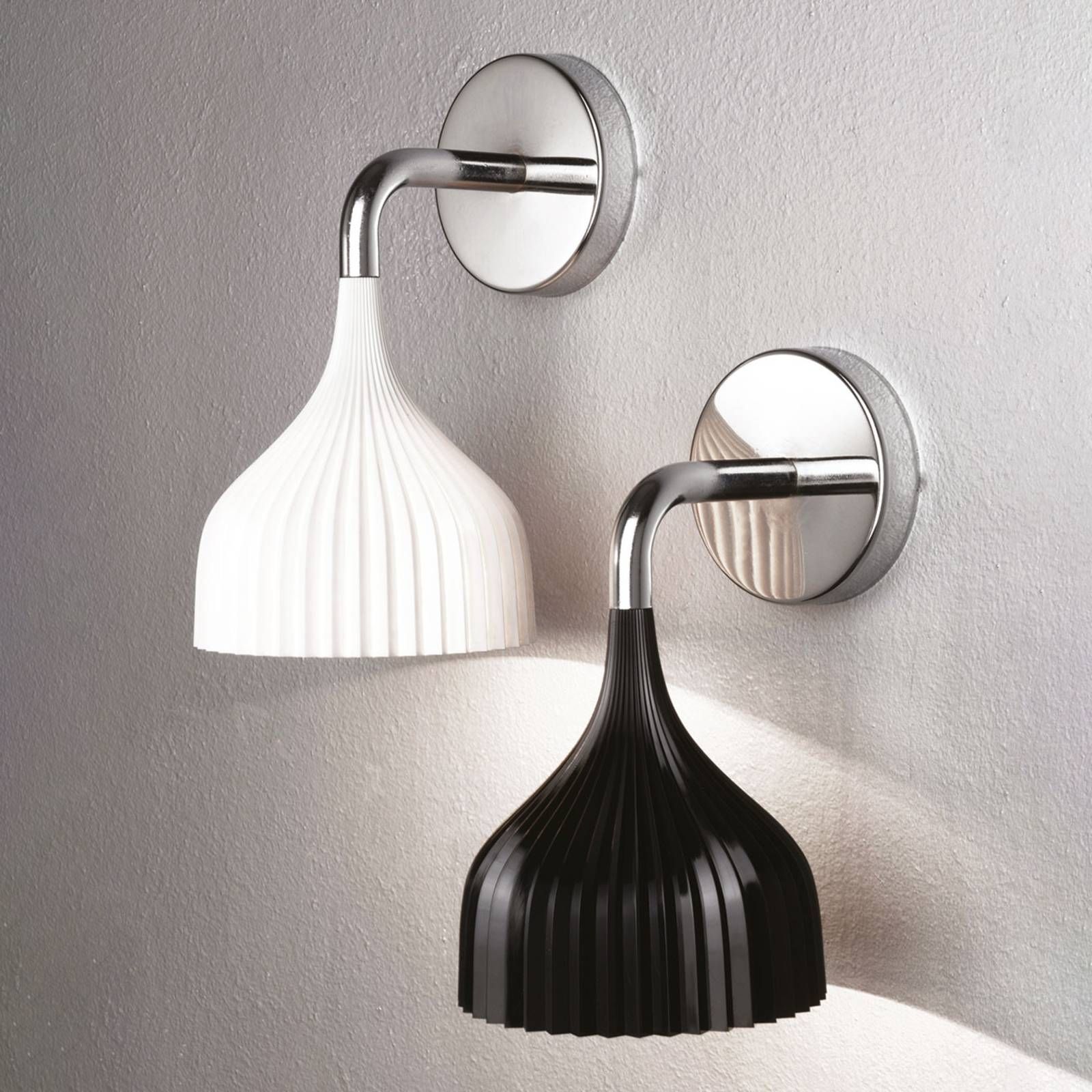 Kartell É – nástenné LED svietidlo, biele, Obývacia izba / jedáleň, pochrómovaná oceľ, polykarbonát, E14, 5W, K: 14.5cm