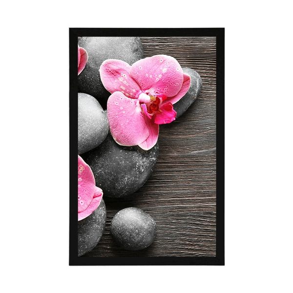 Plagát elegantná kompozícia s kvetmi orchidei - 60x90 black