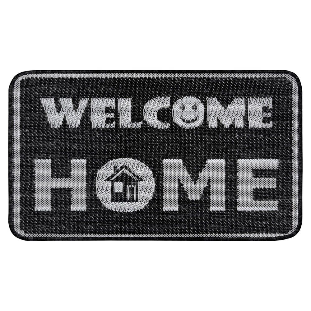 Antracitovosivá rohožka Hanse Home Weave Smiley Welcome, 50 x 80 cm