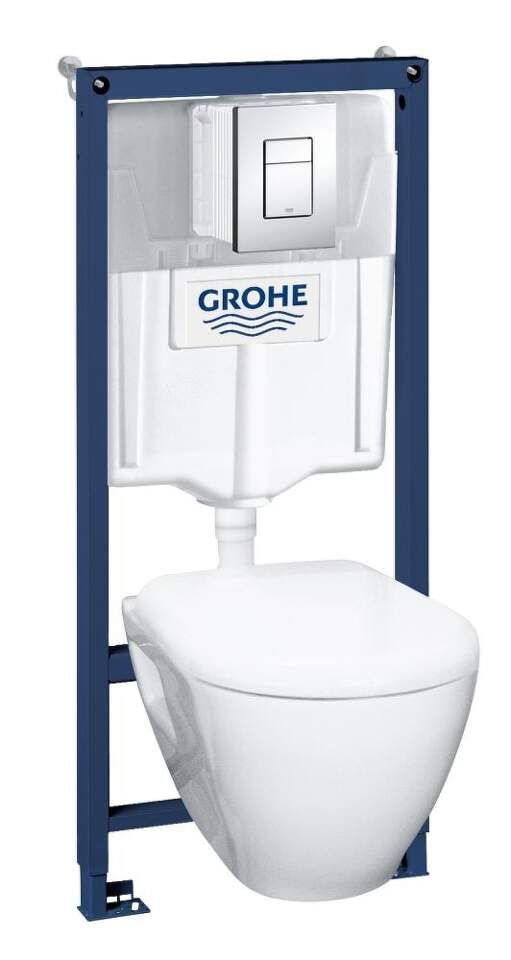 Grohe Solido - Set predstenovej inštalácie, klozetu Bau Ceramic a dosky softclose, tlačidlo Skate Cosmopolitan, chróm 39186000