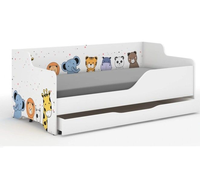 DomTextilu Detská posteľ s rozprávkovými zvieratkami 160x80 cm  Biela 52454