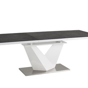 ALARIS jedálenský rozkladací stôl 160, sivá/biely lesk