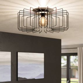 EGLO Stropné svietidlo Tremedal v dizajne klietky, Obývacia izba / jedáleň, oceľ, E27, 28W, K: 21.5cm
