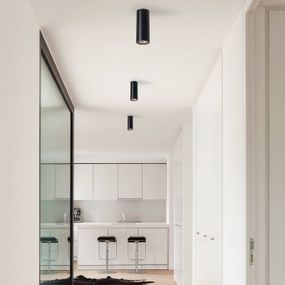 LEDS-C4 Pipe stropné bodové, 2-pl. bielo-čierne, Obývacia izba / jedáleň, hliník, GU10, 50W, P: 20.4 cm, K: 14cm