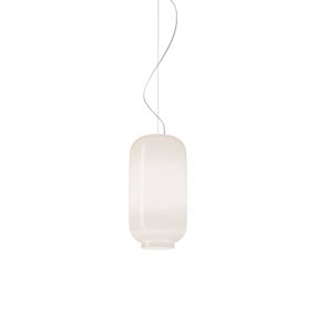 Foscarini Chouchin Bianco 2 závesná lampa E27 LED, Kuchyňa, fúkané sklo, E27, 21W, K: 43cm