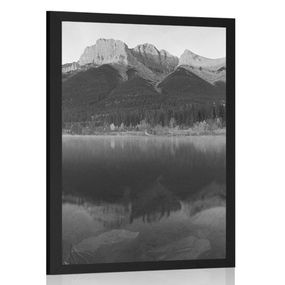 Plagát západ slnka nad Dolomitmi v čiernobielom prevedení - 40x60 black