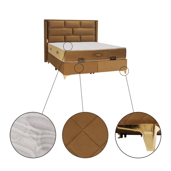 Boxspringová posteľ 160x200, svetlohnedá, GOLDBIA