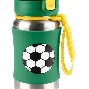 SKIP HOP Spark Style Fľaša so slamkou na vodu nerez Futbal 12m+