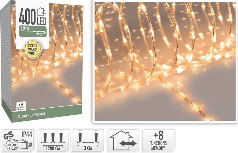 HOMESTYLING Vánoční světelný řetěz teplá bílá 400 LED / 12 m KO-AX9621600