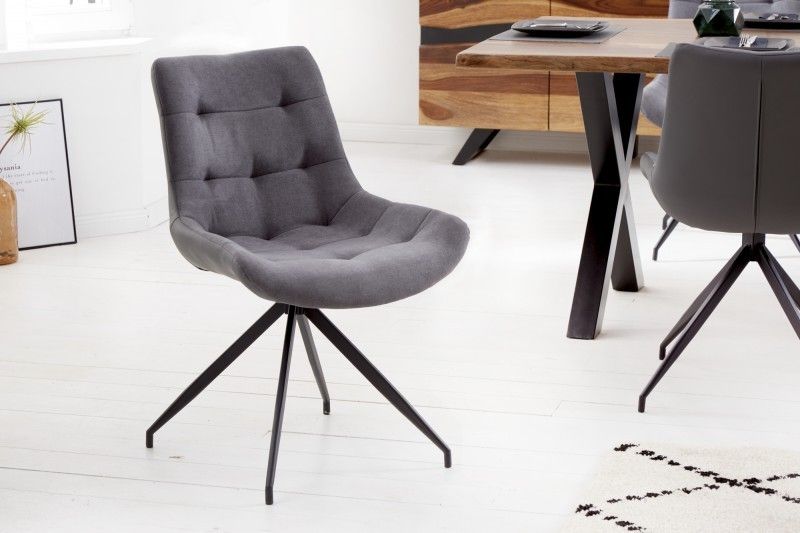 Estila Retro kancelárska stolička Carluke so sivým čalúnením a čiernymi kovovými nohami 86cm