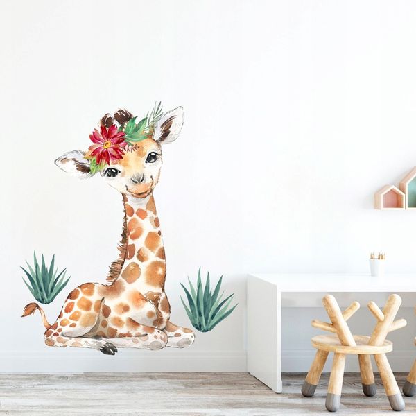DomTextilu Dekoračná nálepka na stenu roztomilá žirafa 100 x 70 cm  42086 