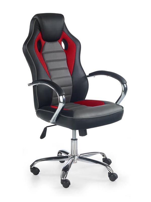 Halmar SCROLL kancelárska stolička, čierna / červená / šedá