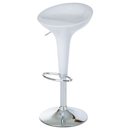 Autronic Barová stolička, plast biely/chróm AUB-9002 WT