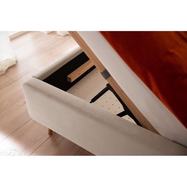 Béžová čalúnená dvojlôžková posteľ Meise Möbel Mila, 160 x 200 cm