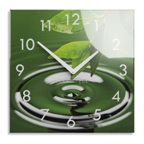 DomTextilu Dekoračné sklenené hodiny 30 cm v zelených odtieňoch 57317