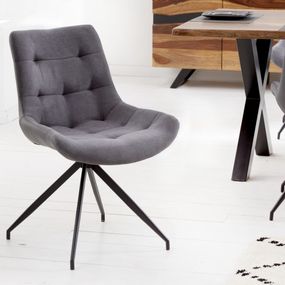 Estila Retro kancelárska stolička Carluke so sivým čalúnením a čiernymi kovovými nohami 86cm