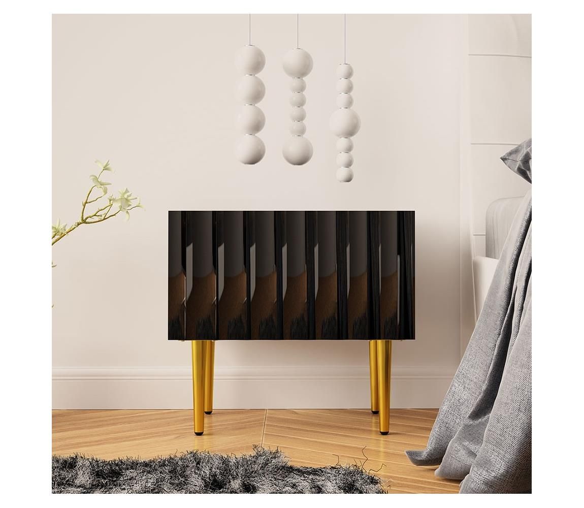 Nočný stolík ARCOS 46x50 cm čierna/zlatá
