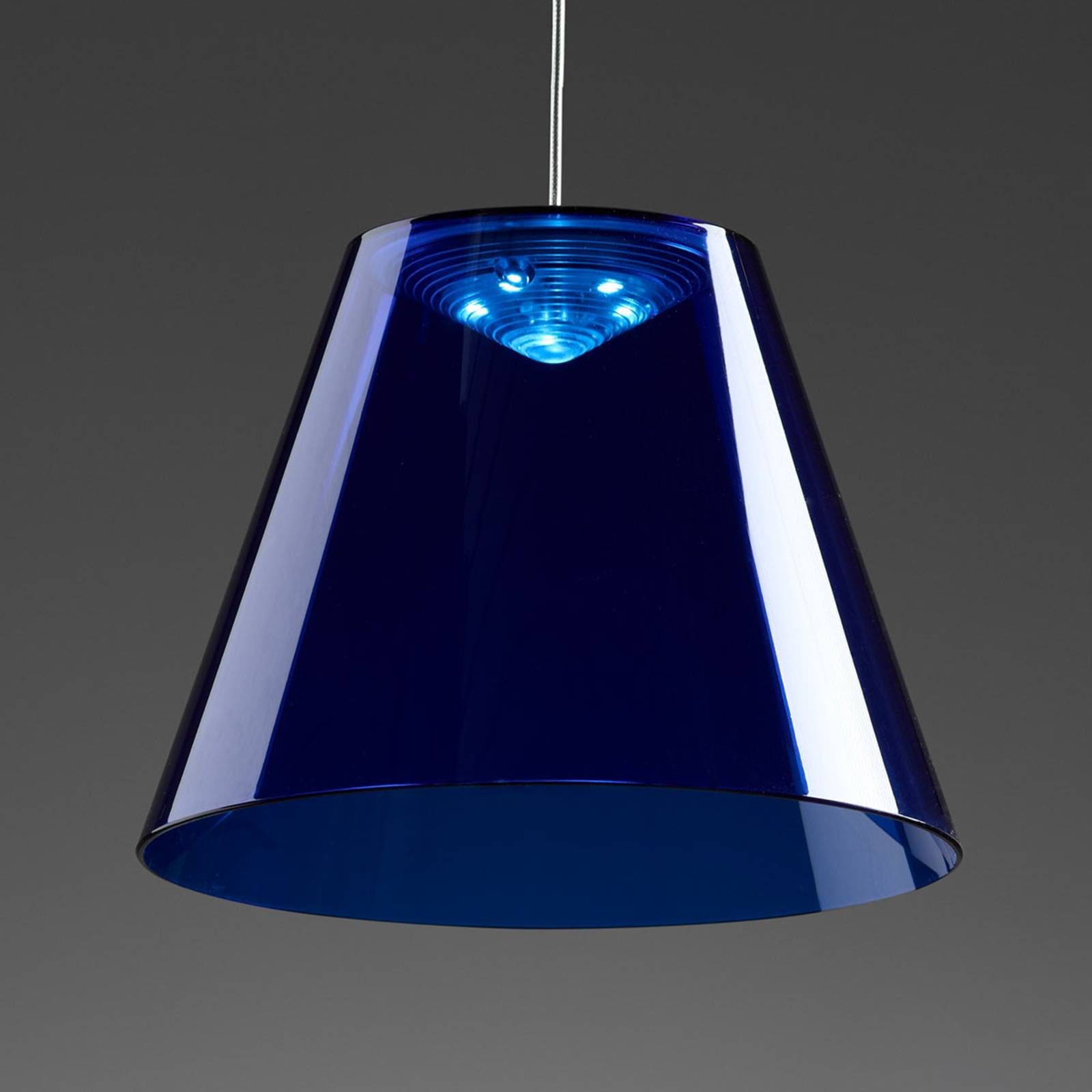 Rotaliana Dina – modré závesné LED svietidlo, Obývacia izba / jedáleň, polykarbonát, 7W, K: 15cm