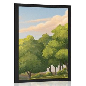 Plagát západ slnka nad krajinou - 30x45 black