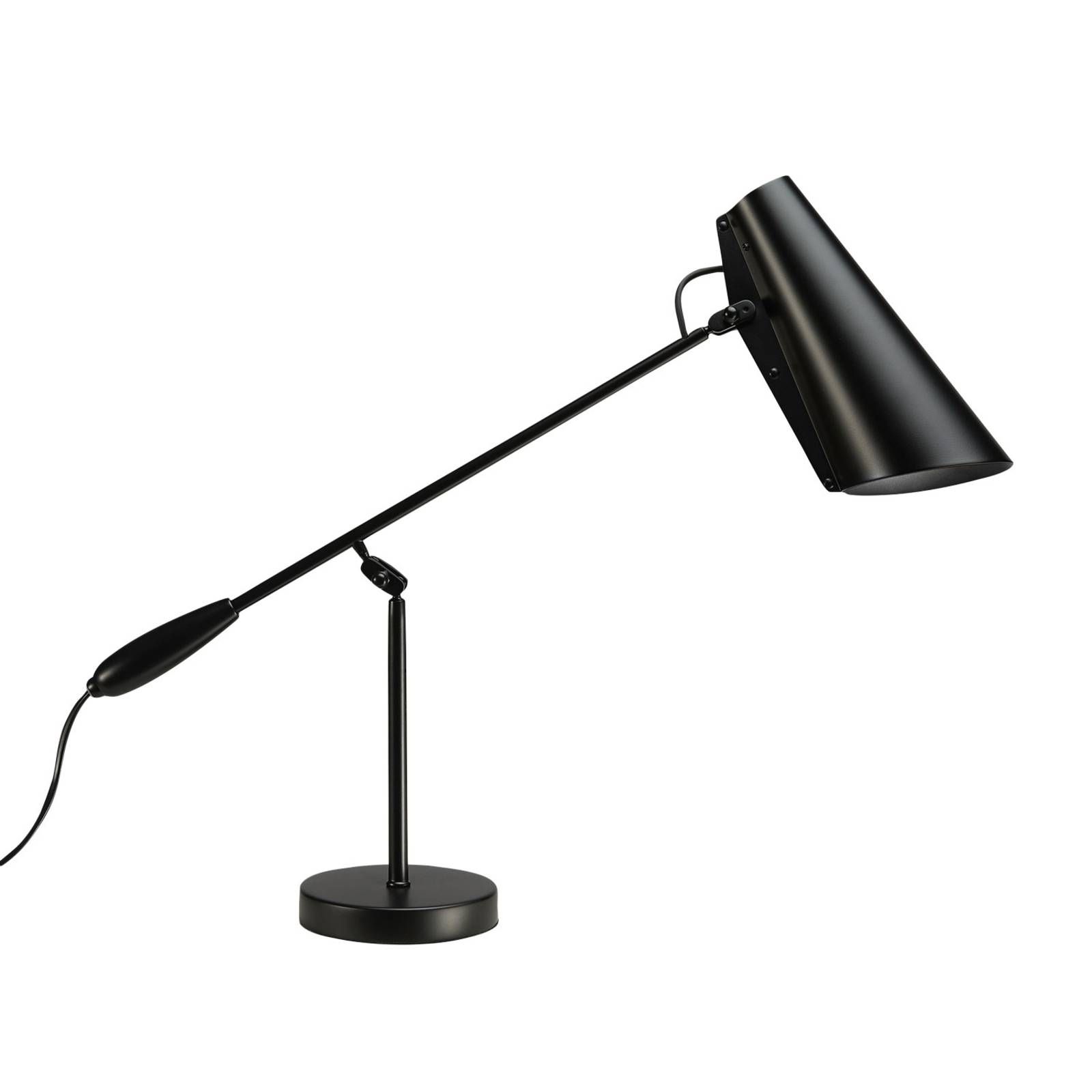 Northern Birdy – stolová lampa v čiernej, Obývacia izba / jedáleň, hliník, oceľ, E27, 60W, K: 43cm