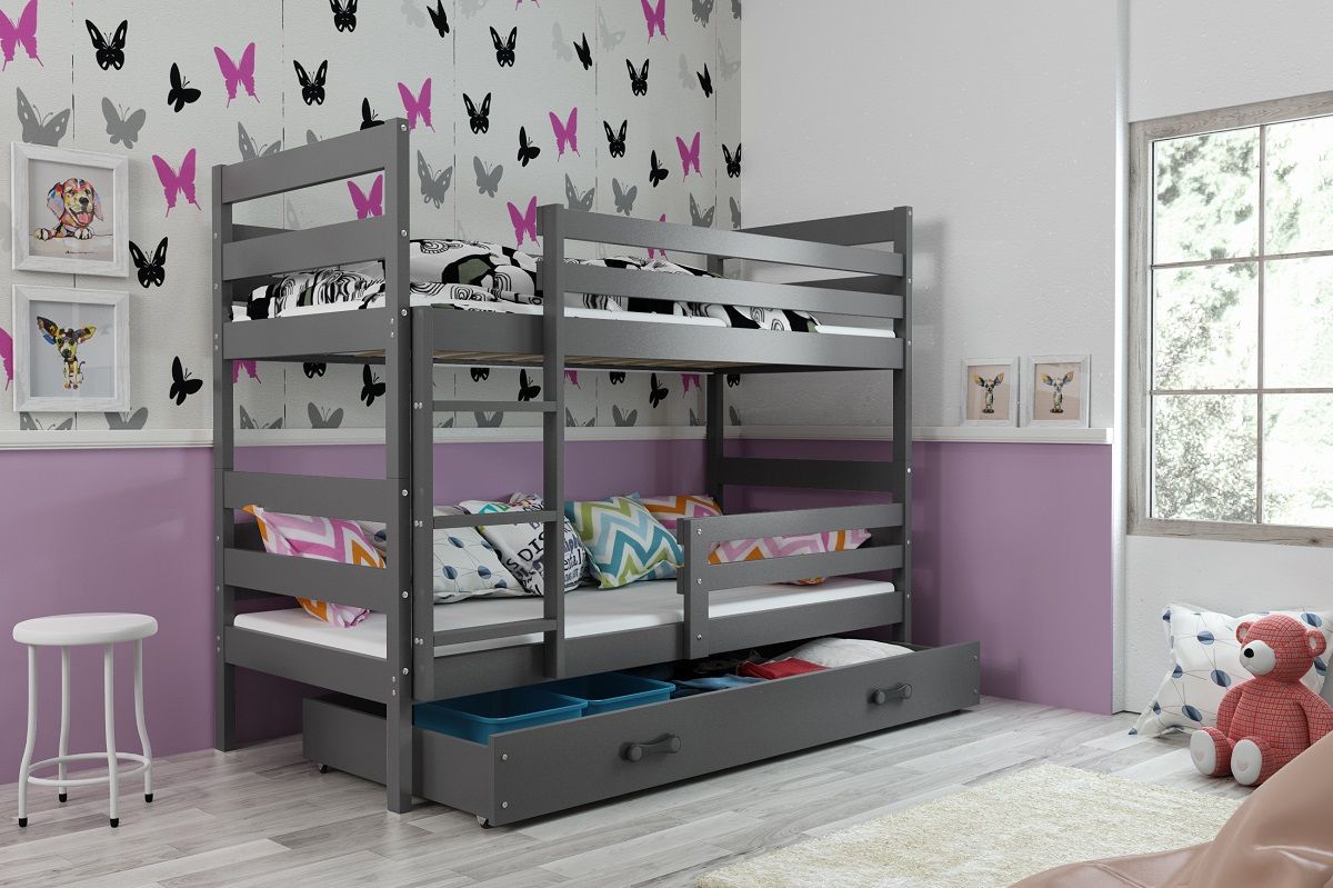 Poschodová posteľ ERIK 2 - 200x90cm - Grafitová - Grafitová