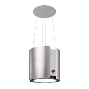 Klarstein Skyfall Smart, ostrovčekový digestor, Ø 45 cm, recirkuácia 402 m³/h, LED, nehrdzavejúca oceľ, strieborný