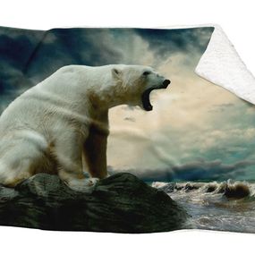 Deka Ľadový medveď  (Rozmer: 150 x 120 cm, Podšitie baránkom: ÁNO)