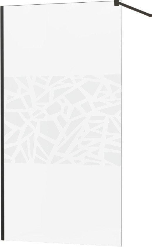 MEXEN/S - KIOTO Sprchová zástena WALK-IN 90x200 cm 8 mm, čierna, biely vzor 800-090-101-70-85