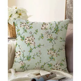 Zelená obliečka na vankúš s prímesou bavlny Minimalist Cushion Covers Blooming, 55 x 55 cm