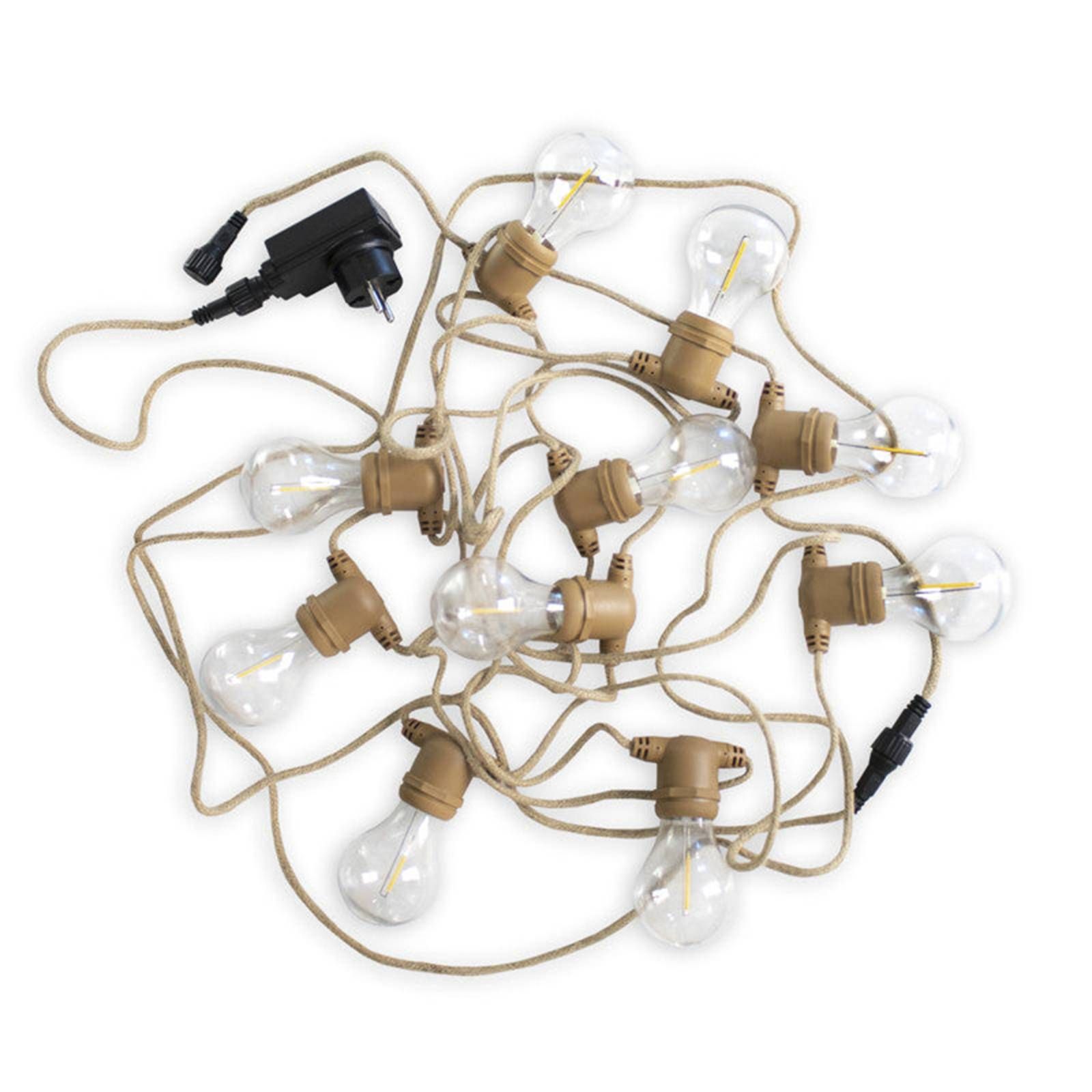Newgarden Allegra svetelná LED reťaz jutový kábel, plast, jutovina, E27, 0.2W, P: 800 cm